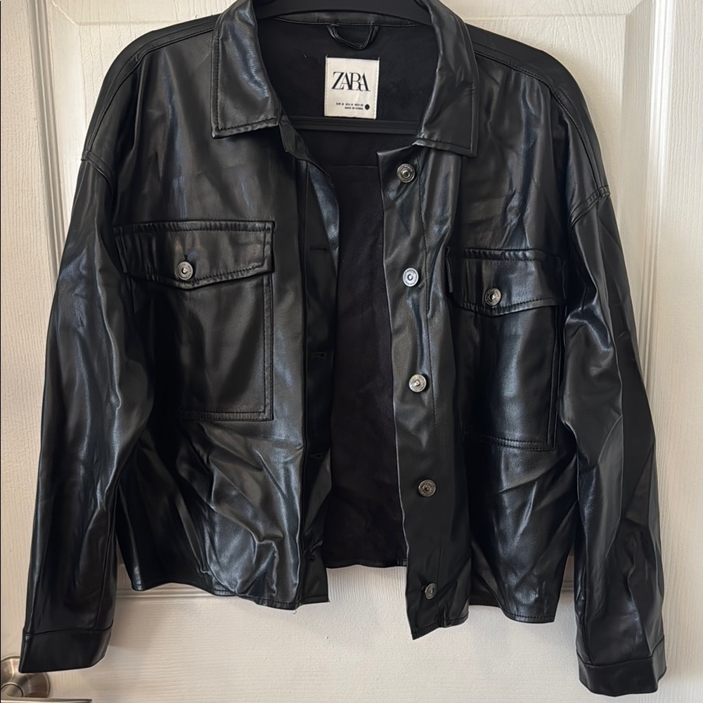 Zara Black Leather Jacket/Shacket